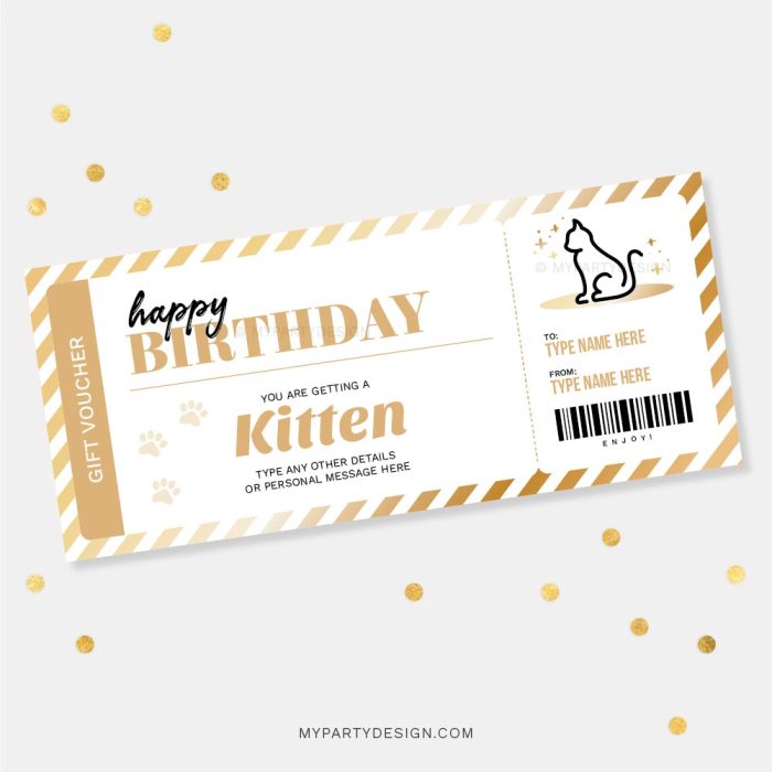 cat gift voucher template certificate