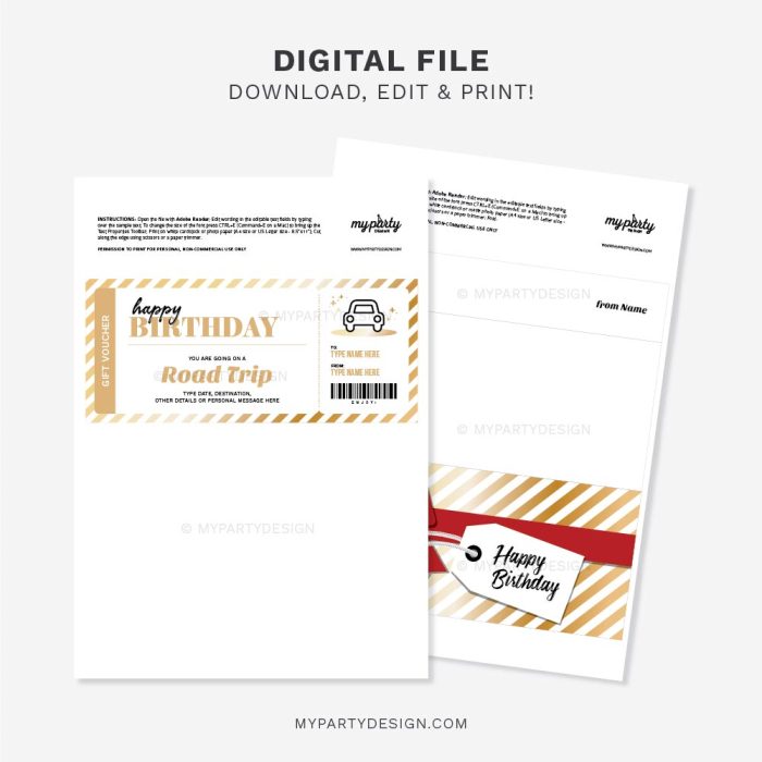 printable road trip gift voucher template