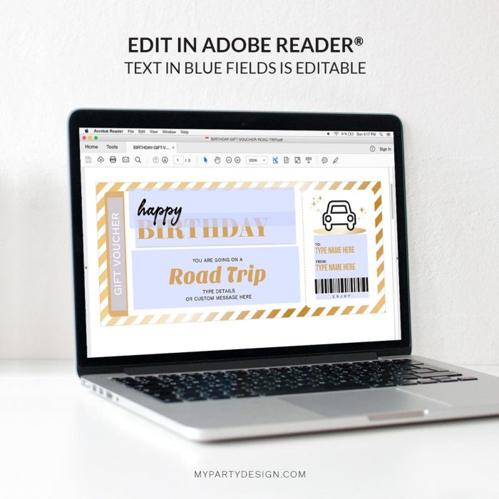 editable road trip gift voucher template