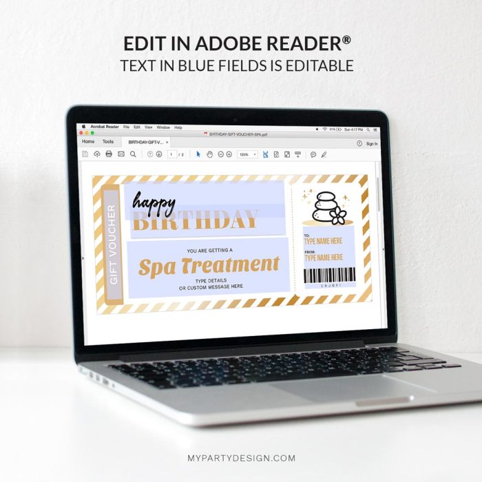editable spa gift voucher template
