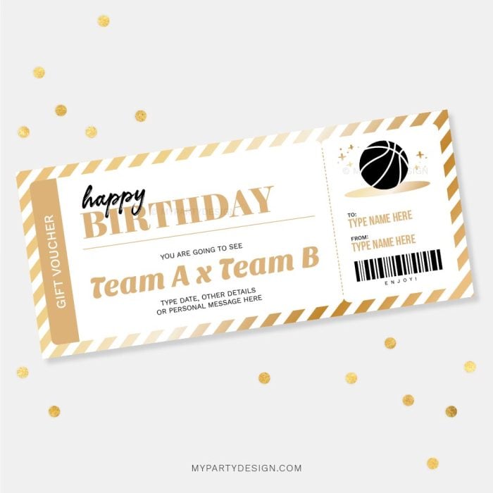 basketball gift voucher template for basketball match ticket