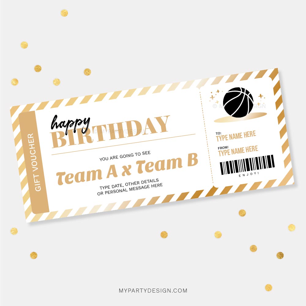 BIRTHDAY-GIFT-VOUCHER-SPORTS-BASKETBALL-00A basketball gift voucher template for basketball match ticket