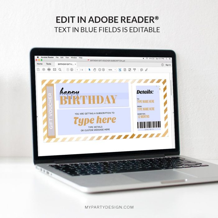 editable subscription gift voucher template