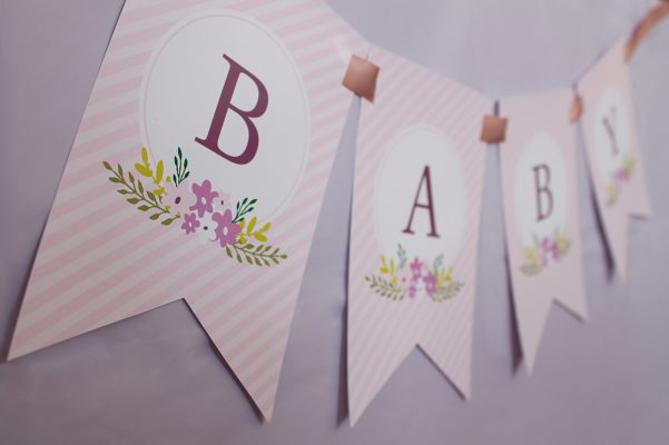 floral baby shower party banner