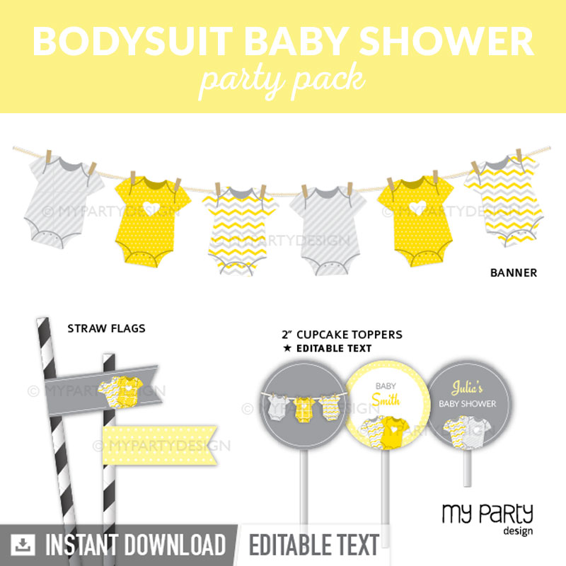 BODYSUIT_YELLOW_BABY_SHOWER yellow gender neutral baby shower decoration printables