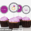 printable purple bridal shower cupcake toppers