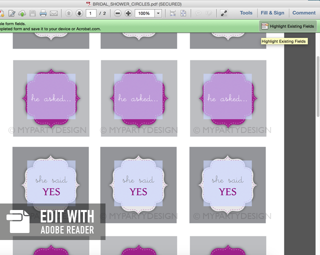 printable purple bridal shower cupcake toppers