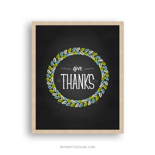 printable give thanks print with chalkboard style background for thanksgiving decoration