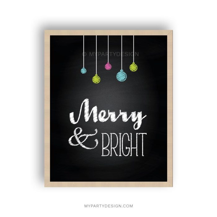 printable merry and bright christmas print