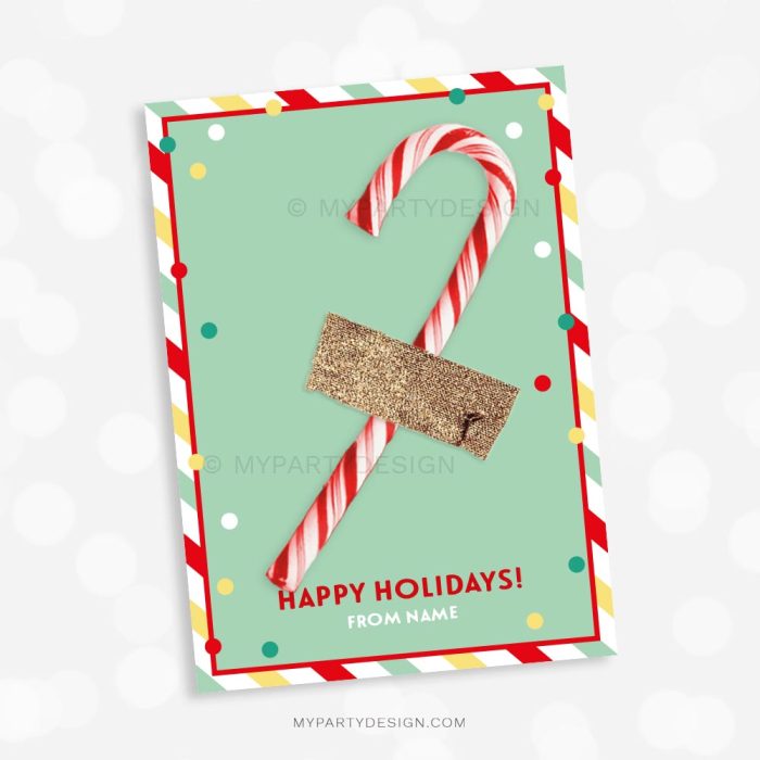 Christmas Candy Cane Gift Cards, Printable PDF - My Party Design