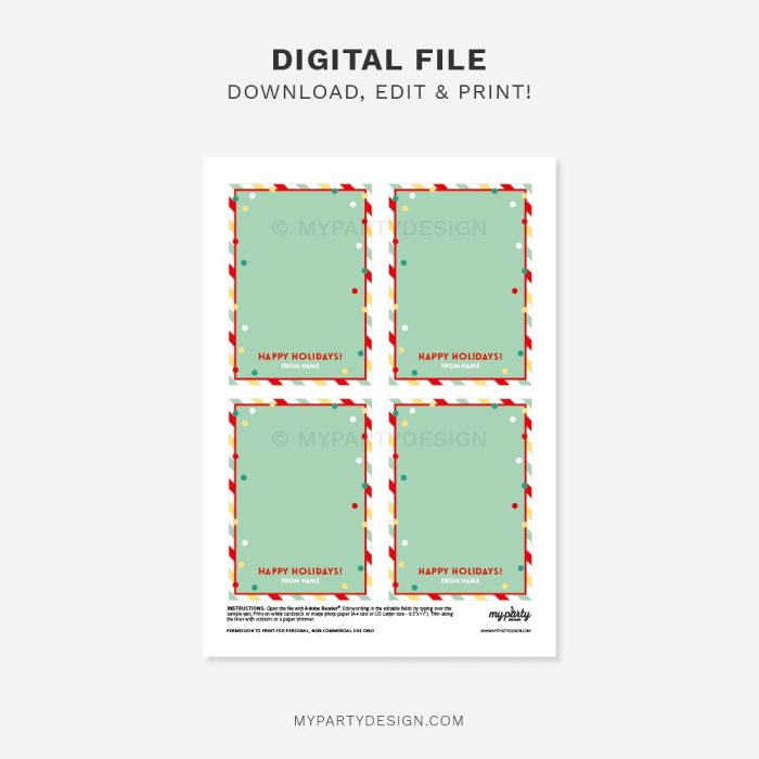 printable Christmas Candy Cane gift cards for class gifts