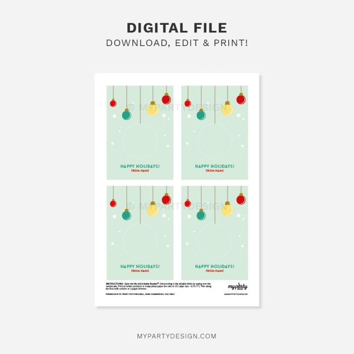 printable Bauble Christmas Play Dough Gift Cards for class gifts
