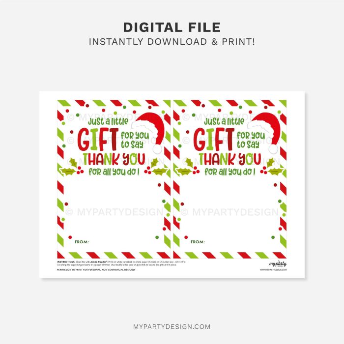 printable christmas thank you gift card holder for end of year teacher appreciation gifts