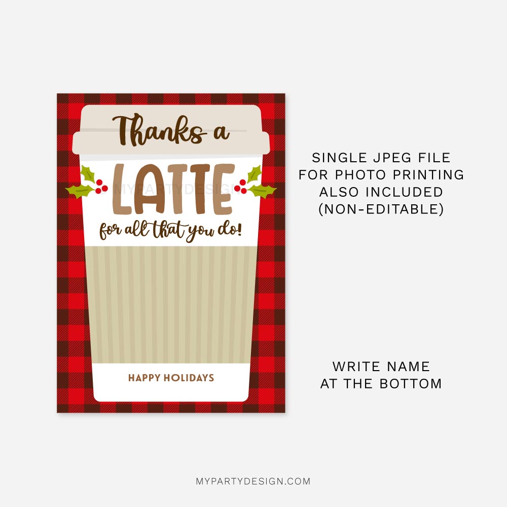 CHRISTMAS-GIFT-CARD-HOLDER-THANKS-LATTE-CHECK-00D Christmas gift card holder - thanks a latte coffee gift voucher