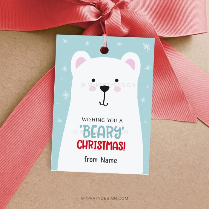 beary christmas tags for christmas gifts