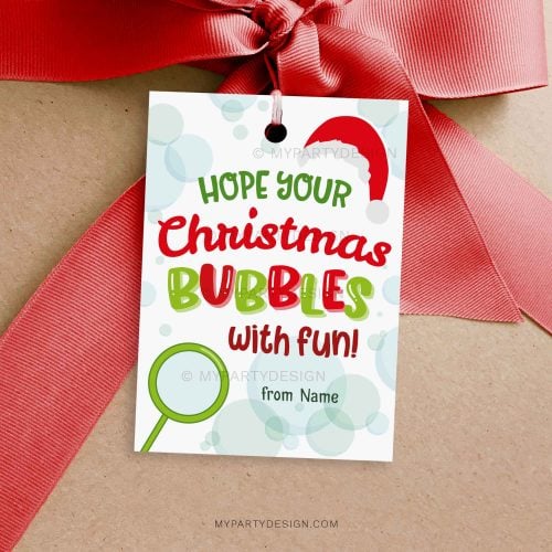christmas bubbles with fun gift tag for christmas class gifts