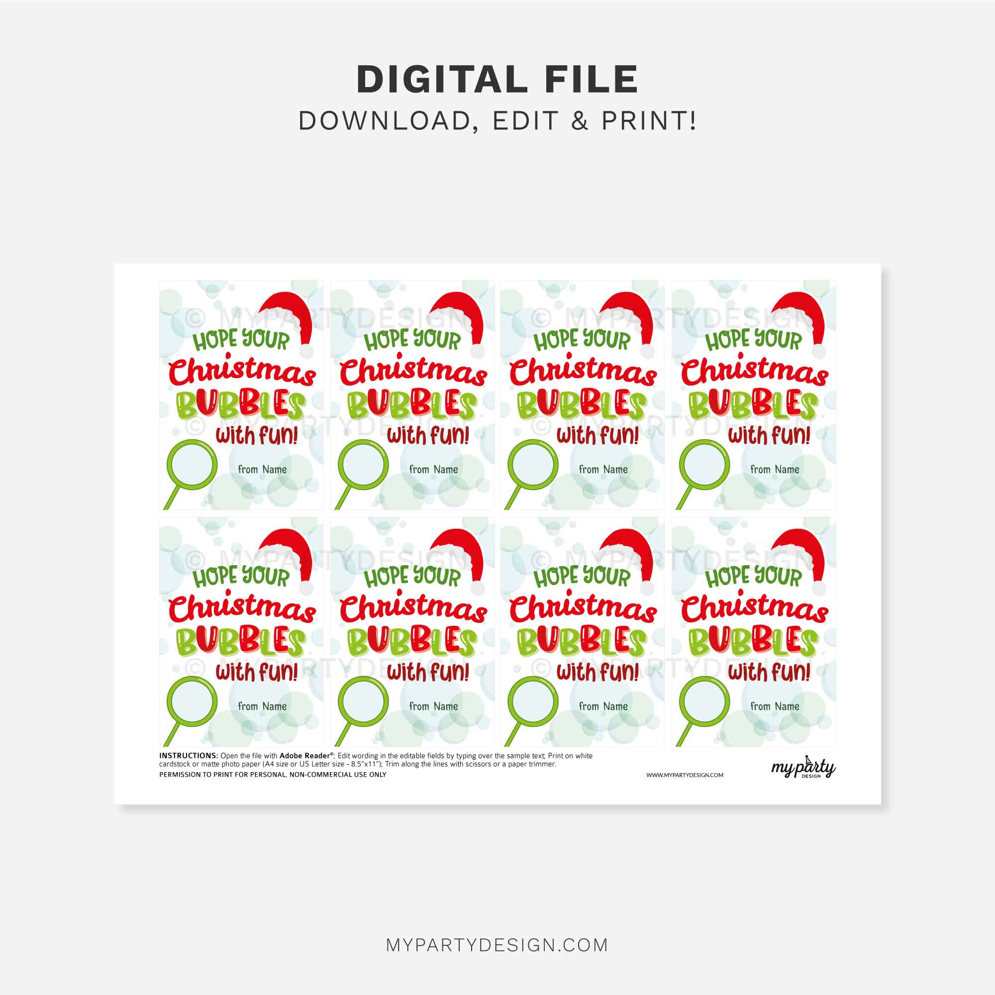 CHRISTMAS-GIFT-TAGS-BUBBLES-WITH-FUN-00C printable christmas bubbles with fun gift tag for christmas class gifts