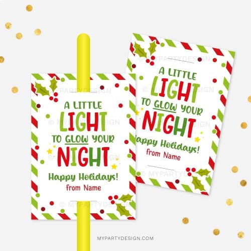 christmas light to glow your night tag for students glow stick class gifts