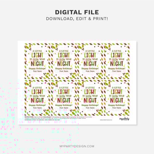 printable christmas light to glow your night tag for students glow stick class gifts