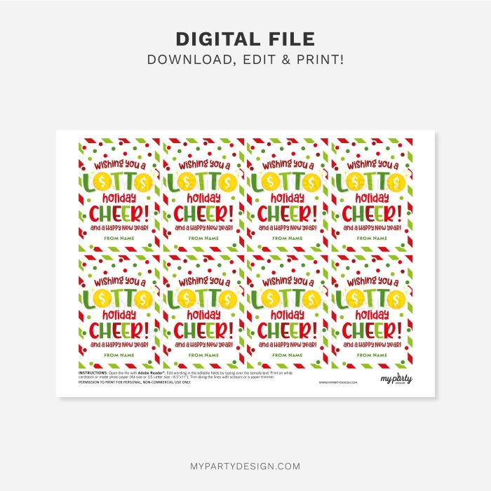 printable lotto holiday cheer gift tag for christmas gifts