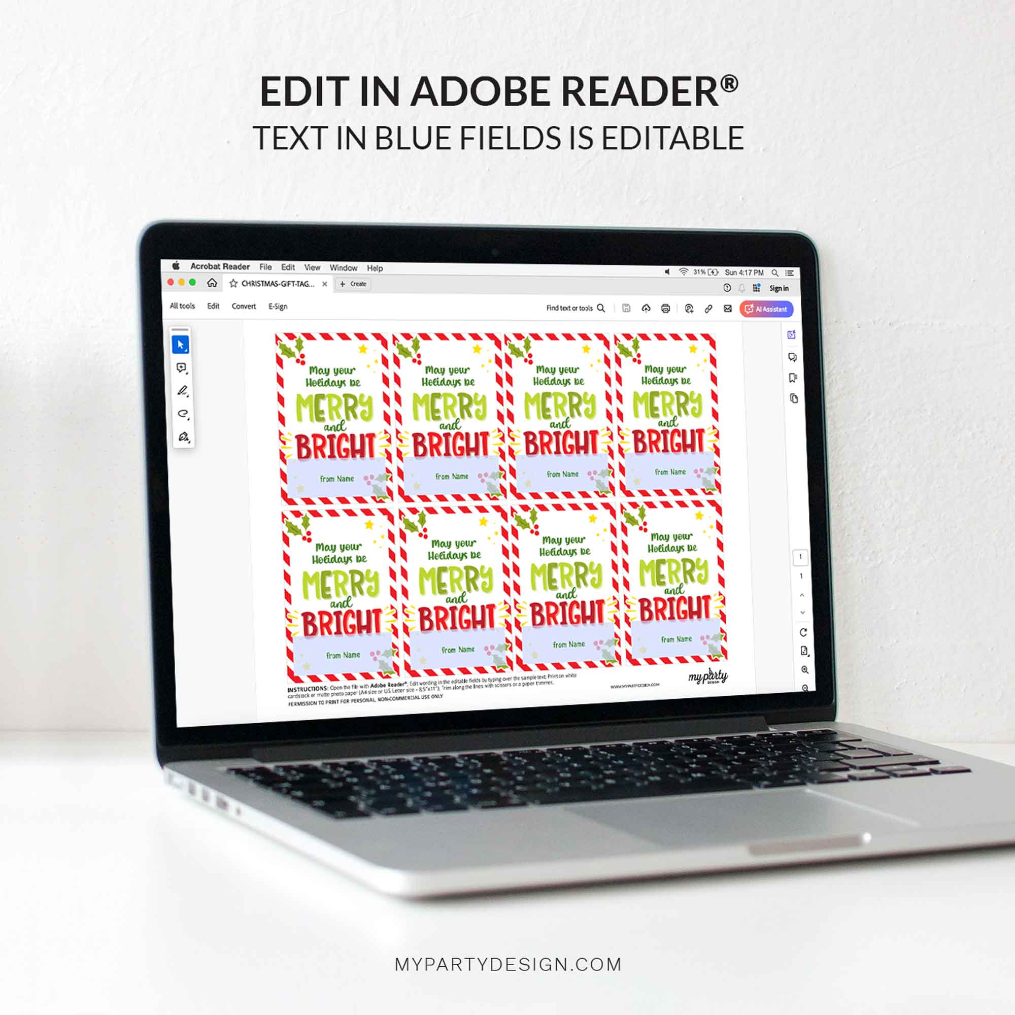 CHRISTMAS-GIFT-TAGS-MERRY-AND-BRIGHT-HOLIDAYS-00D editable merry and bright holidays gift tags for christmas class gifts