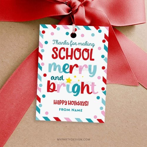 school merry and bright gift tag for christmas class gifts