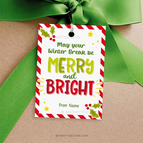 merry and bright winter break gift tag for christmas class gifts