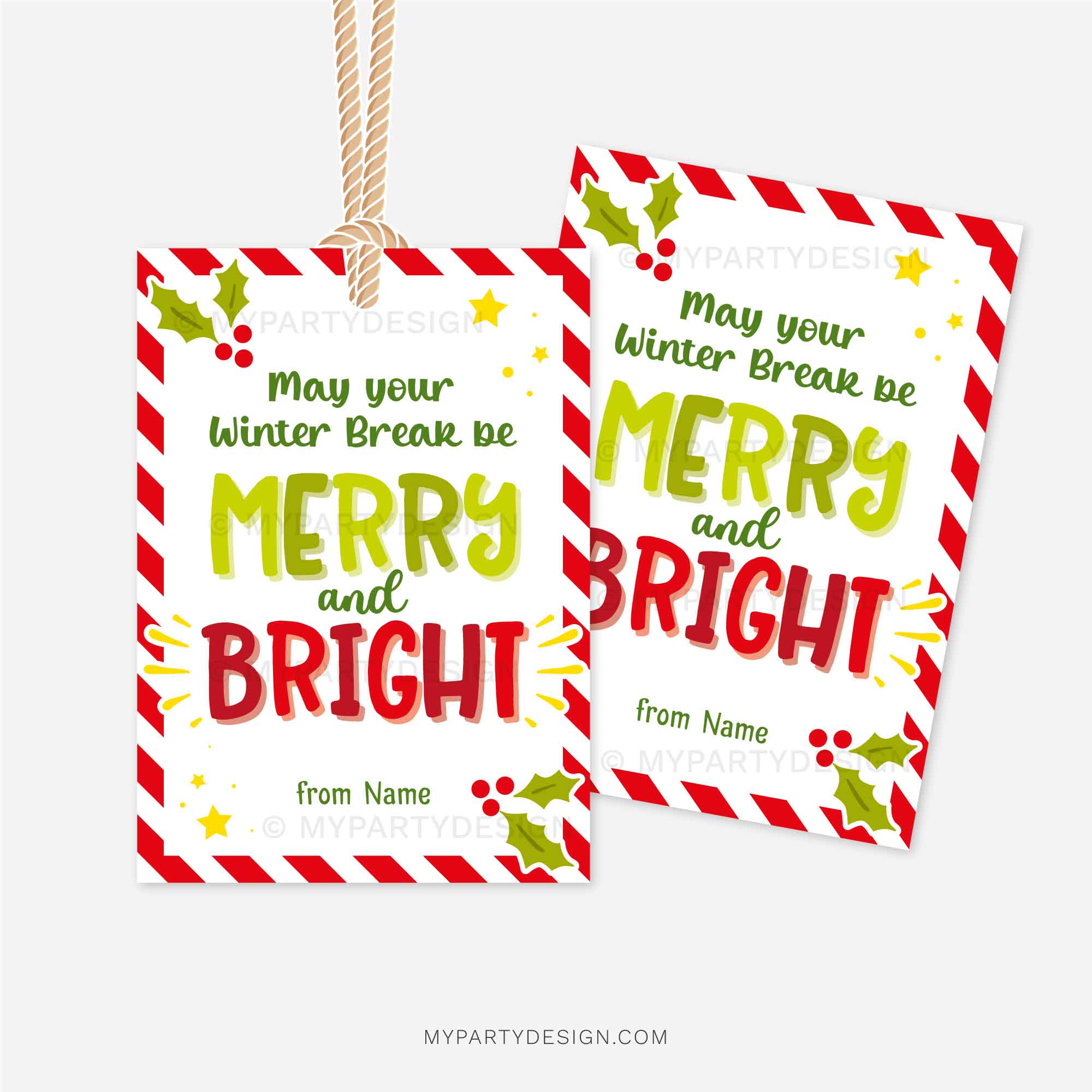 CHRISTMAS-GIFT-TAGS-MERRY-AND-BRIGHT-WINTER-BREAK-00B christmas class gift tags that read "may your winter break be merry and bright"