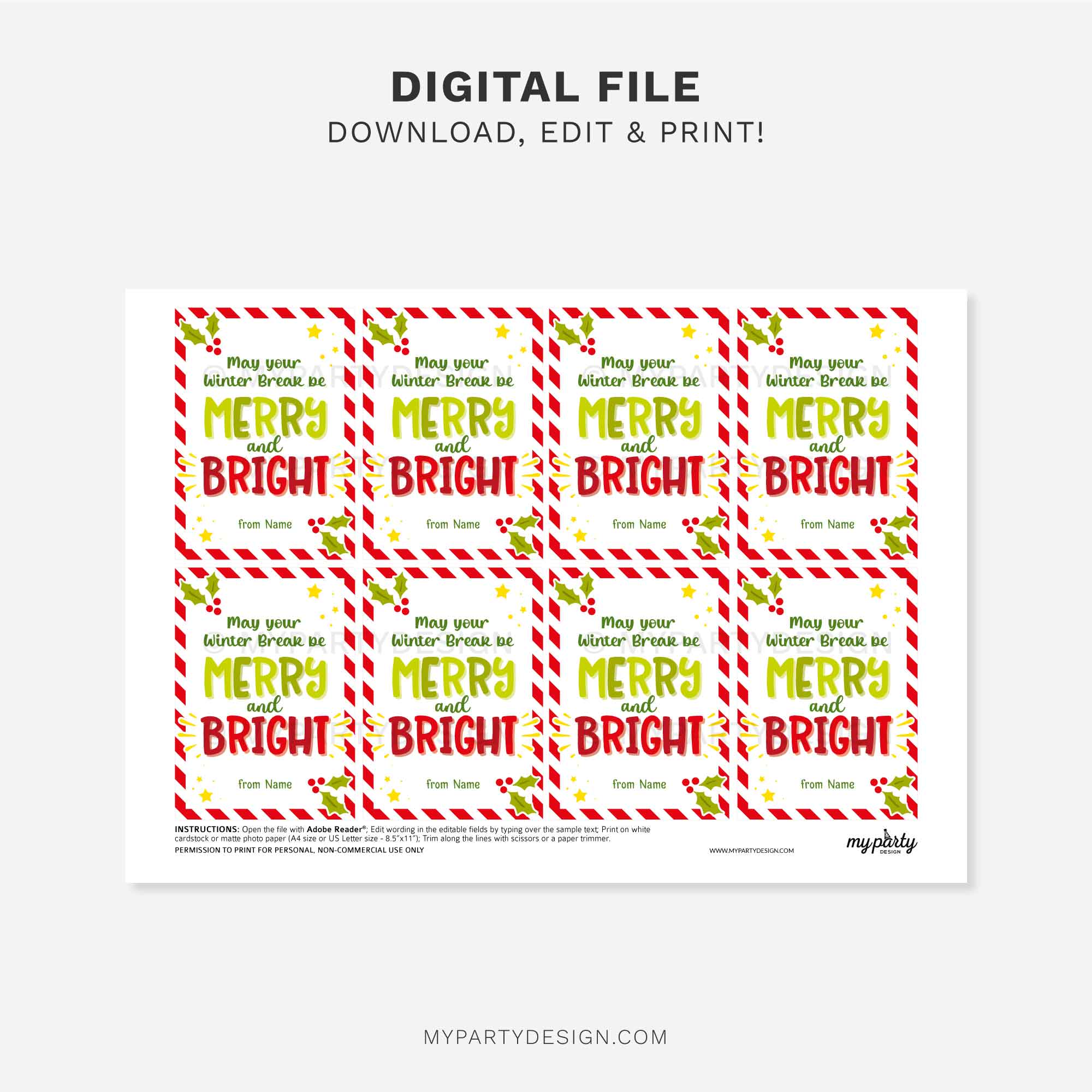 CHRISTMAS-GIFT-TAGS-MERRY-AND-BRIGHT-WINTER-BREAK-00C printable merry and bright winter break gift tags for christmas class gifts