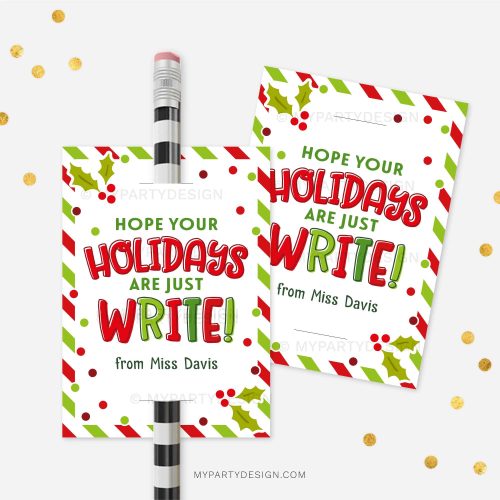 christmas holidays pencil tag for christmas class gifts