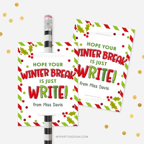 christmas winter break pencil tag for christmas class gifts