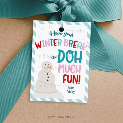 hope your winter break is doh much fun gift tag for Christmas play dough class gifts