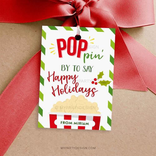 holidays popcorn gift tag for teacher or student gifts