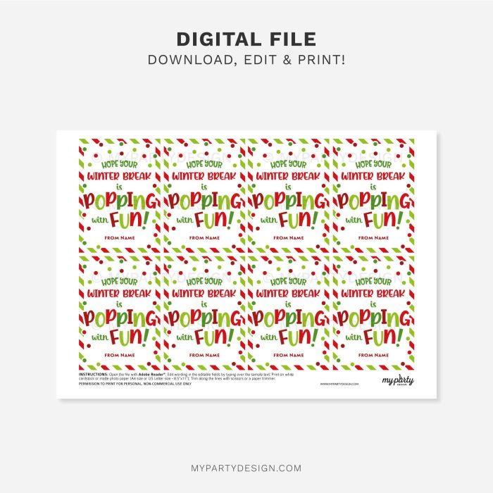 printable christmas winter break popping with fun gift tag for christmas class gifts