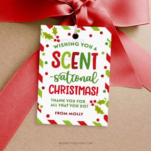 scentsational christmas gift tag for candle, soap or fragrance gift