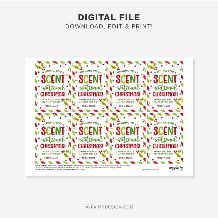 printable scentsational christmas gift tag for candle, soap or fragrance gift