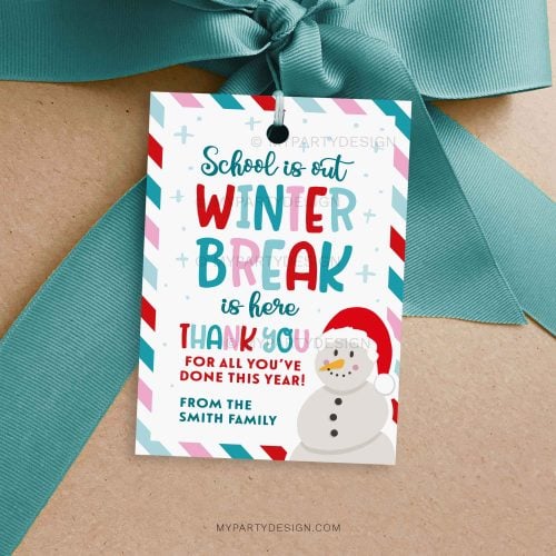 school is out winter break gift tag for christmas teacher appreciation gifts
