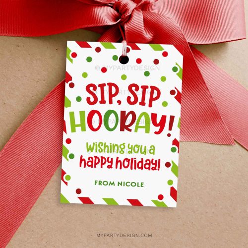 christmas sip sip hooray gift tag for christmas class gifts
