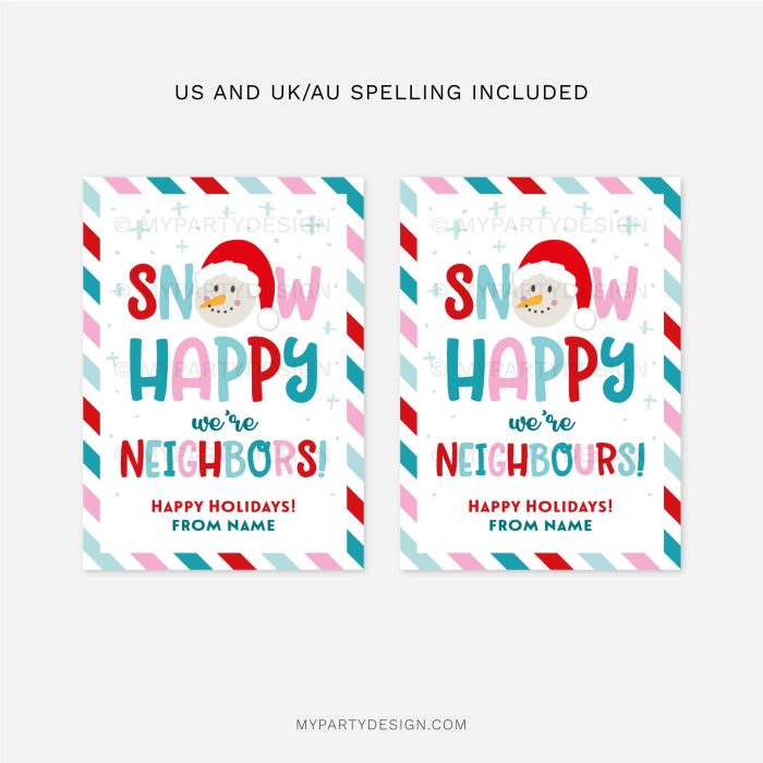 snow happy we're neighbours gift tag for neighbours christmas gifts