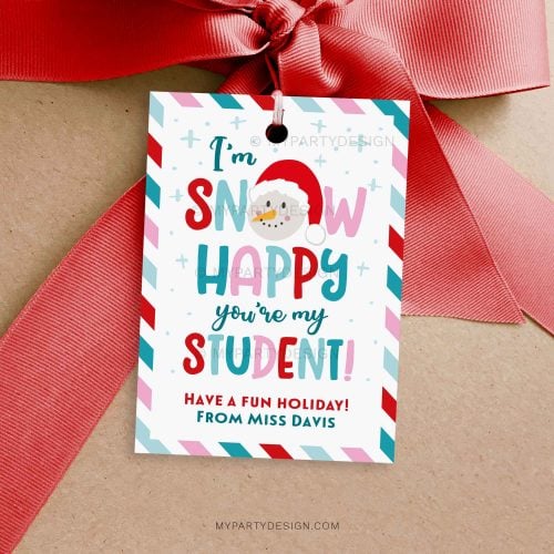 snow happy you're my student gift tag for students christmas gifts