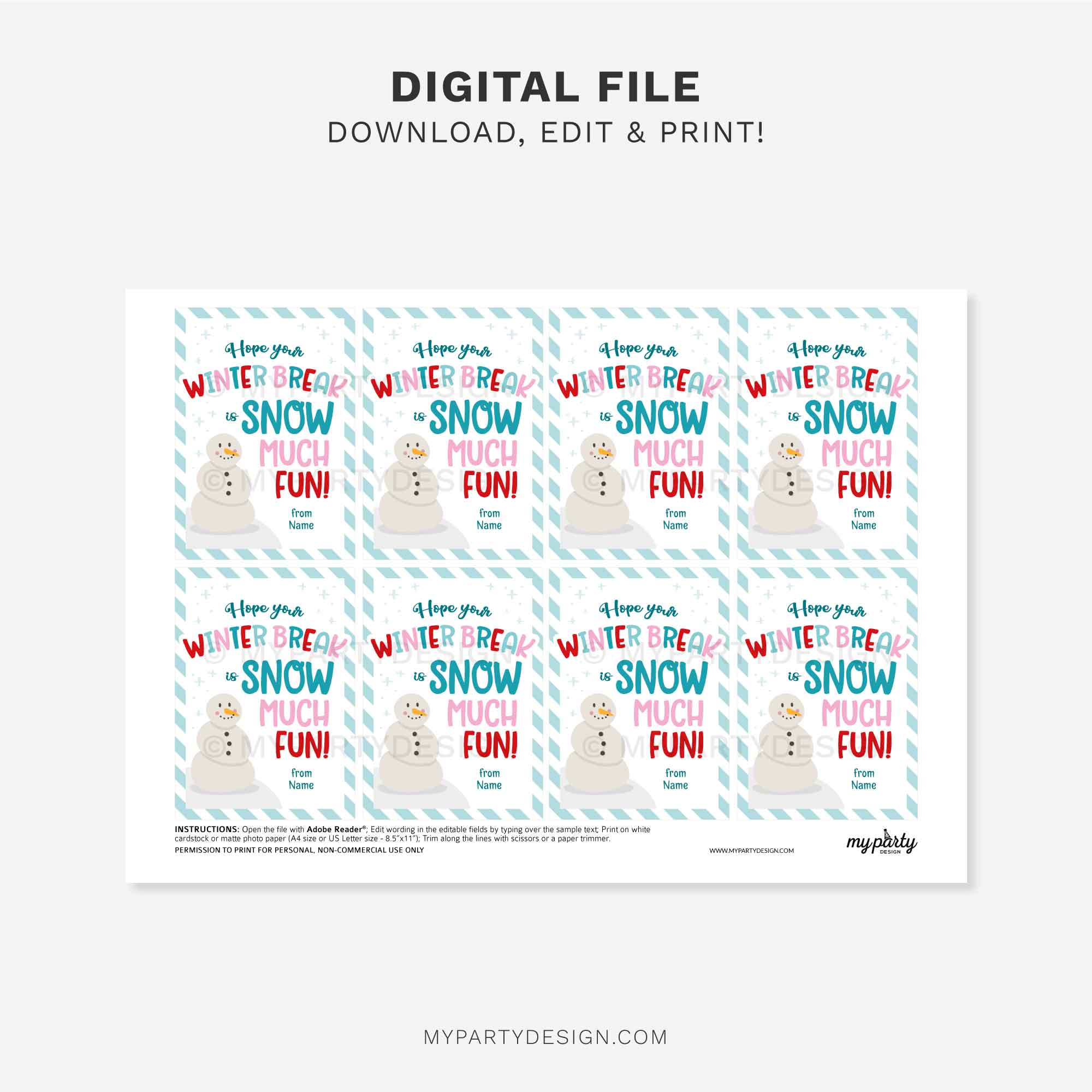 CHRISTMAS-GIFT-TAGS-SNOW-MUCH-FUN-WINTER-BREAK-00C printable hope your winter break is snow much fun gift tag for Christmas class gifts