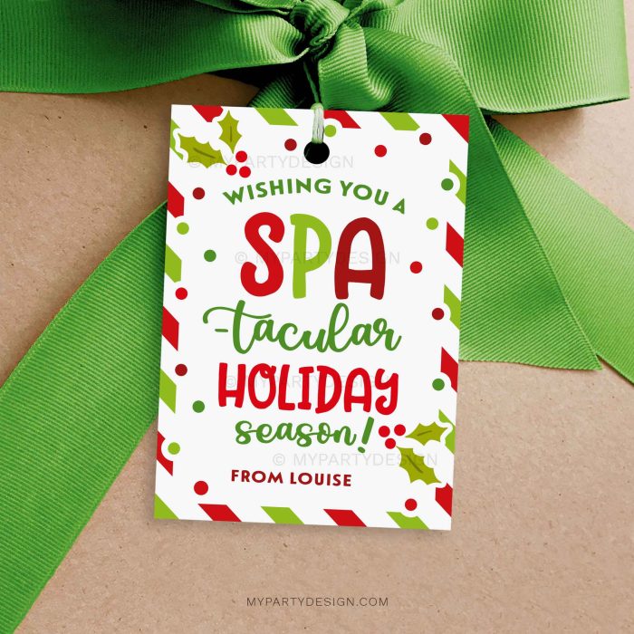 spatacular holiday seasom gift tag for beauty spa christmas gift