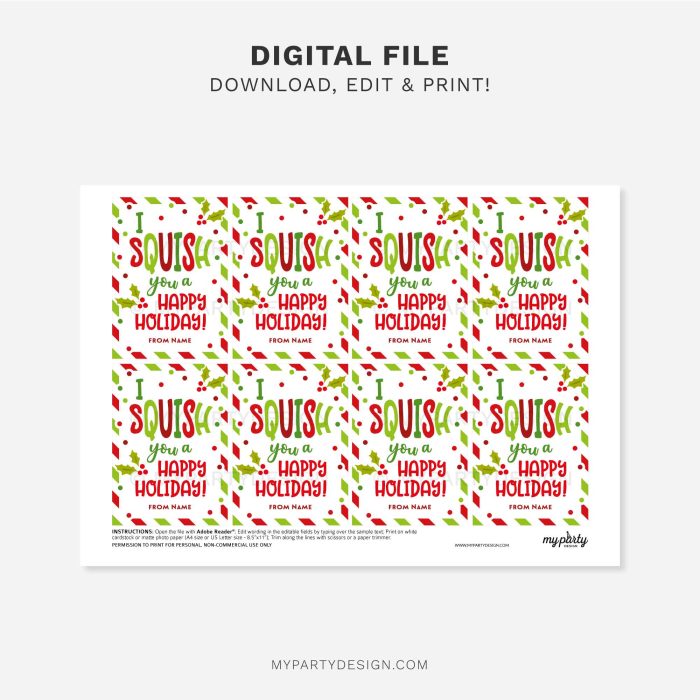printable I squish you a happy holiday gift tag for christmas class gifts