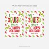 red and green striped christmas gift tags that read Wording "I squish you a Happy Holiday!" / "We squish you a Happy Holiday!"