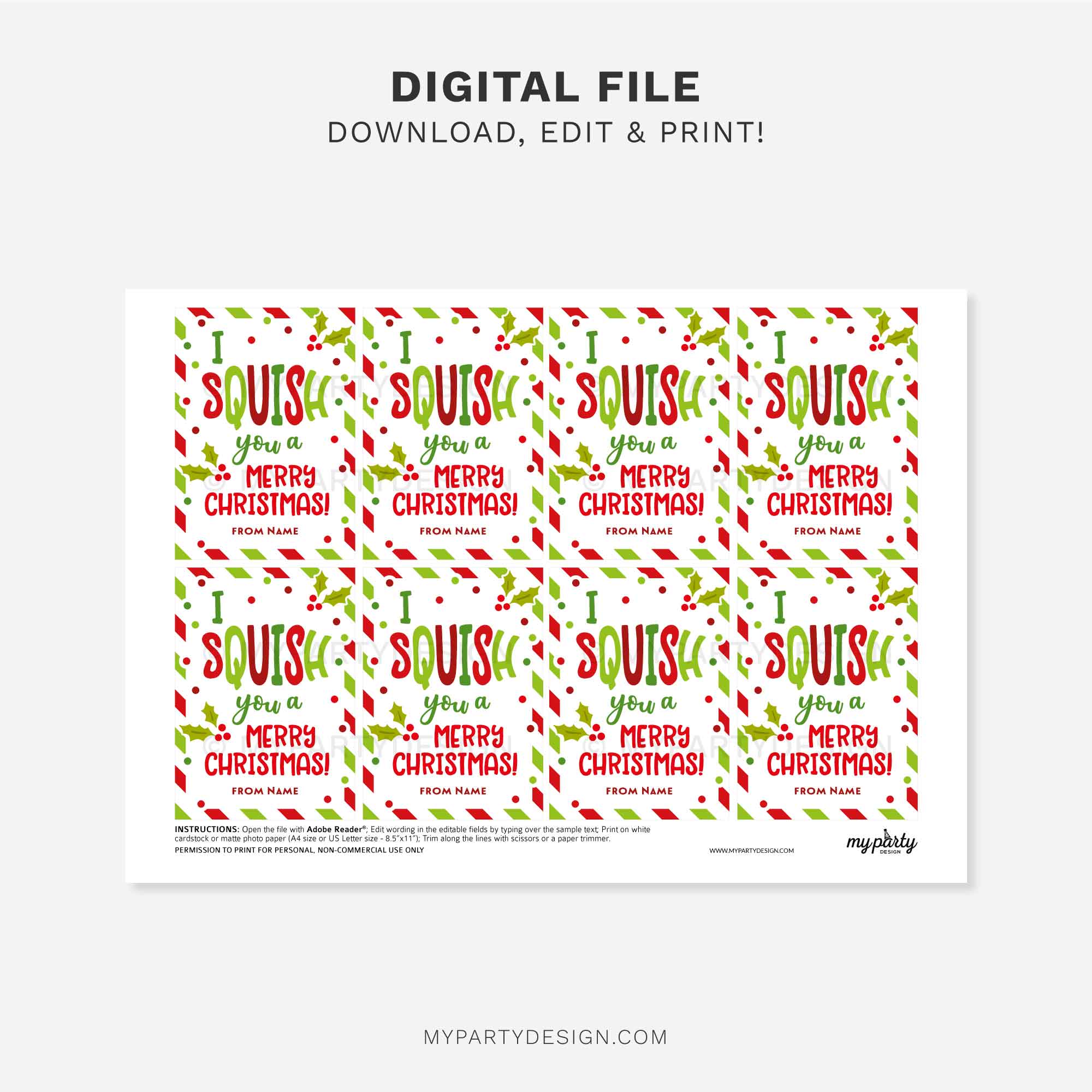 CHRISTMAS-GIFT-TAGS-SQUISH-YOU-MERRY-CHRISTMAS-00C printable I squish you a merry Christmas gift tag for christmas class gifts