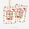 red and green sprinkles Christmas gift tags that read "a little christmas treat for someone sweet"