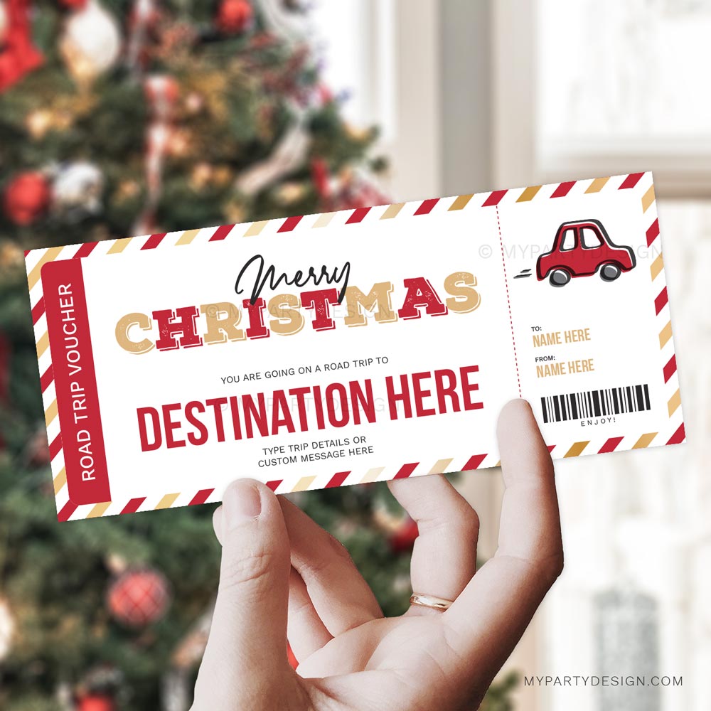 CHRISTMAS-GIFT-VOUCHER-ROAD-TRIP-GOLD-RED-00AA Christmas road trip gift voucher template