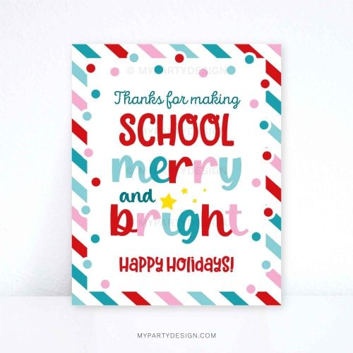 school merry and bright sign for christmas teacher and school staff appreciation