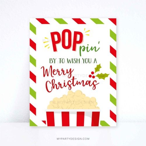 poppin by to wish you a merry christmas sign for popcorn gifts