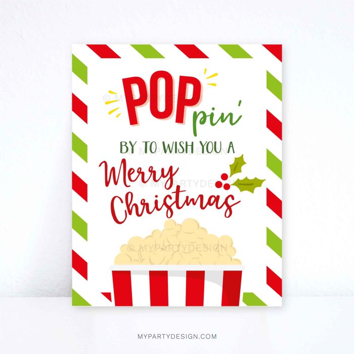poppin by to wish you a merry christmas sign for popcorn gifts